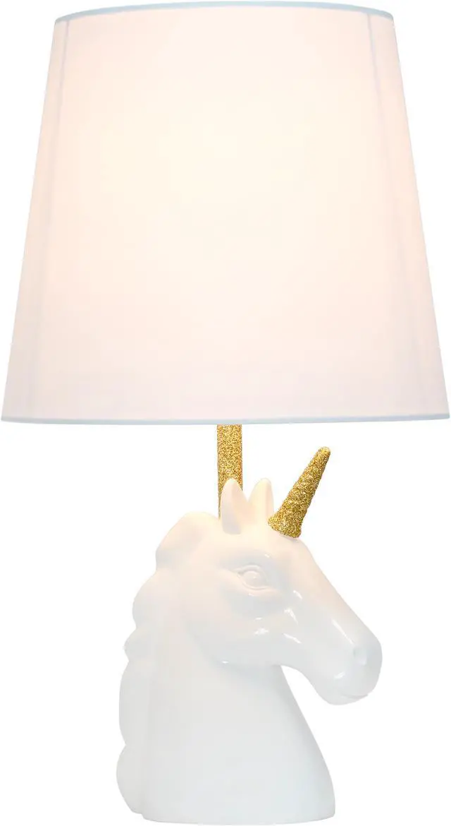 Alt view image 2 of 18 - Simple Designs Sparkling Gold and White Unicorn Table Lamp
