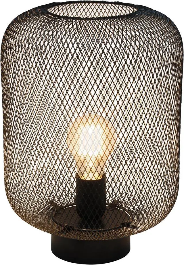 Alt view image 3 of 15 - Simple Designs Black Metal Mesh Industrial Table Lamp