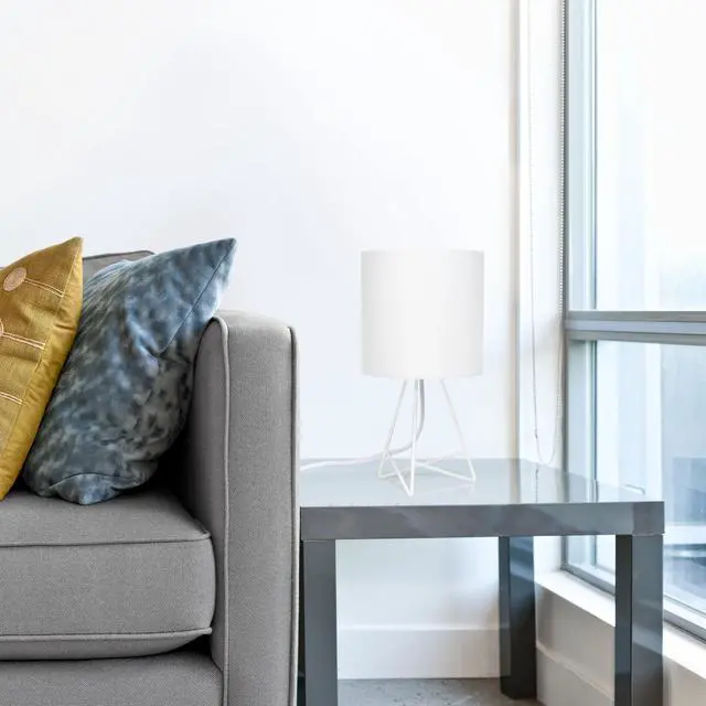 Alt view image 3 of 19 - Simple Designs Down to the Wire Table Lamp with Fabric Shade, White with White Shade