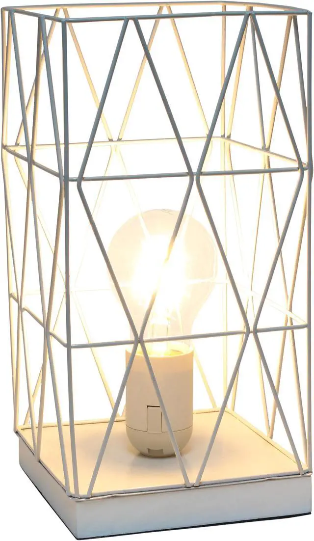 Alt view image 3 of 18 - Simple Designs White Geometric Square Metal Table Lamp