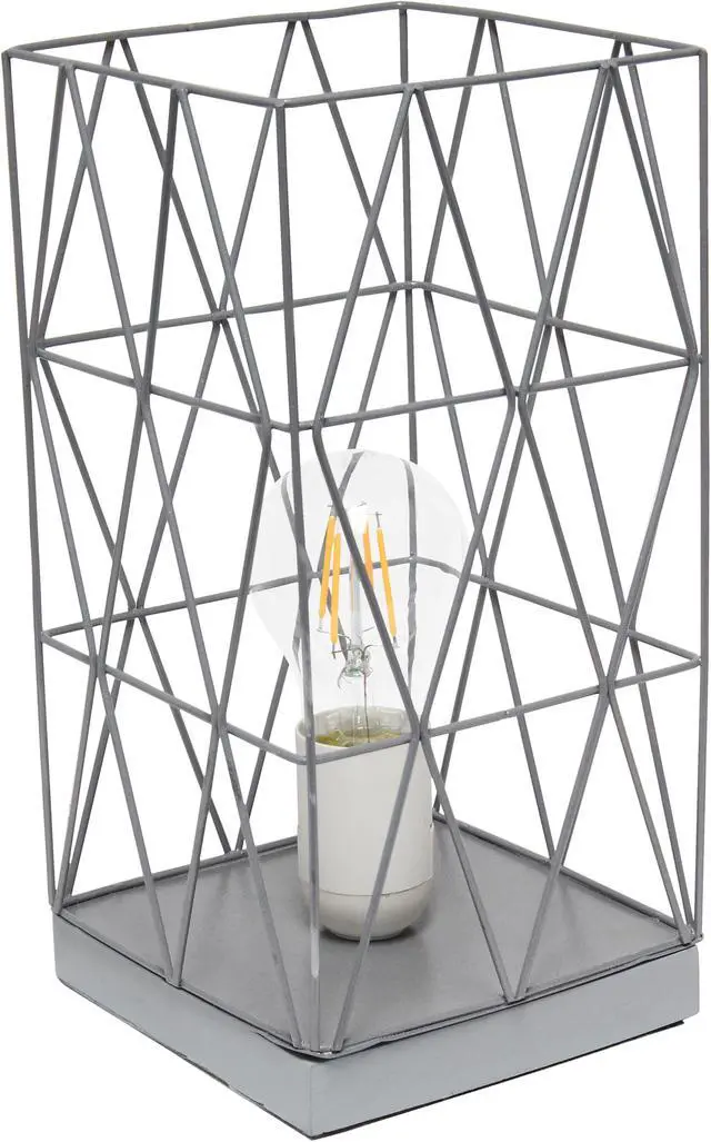 Alt view image 2 of 15 - Simple Designs Gray Geometric Square Metal Table Lamp