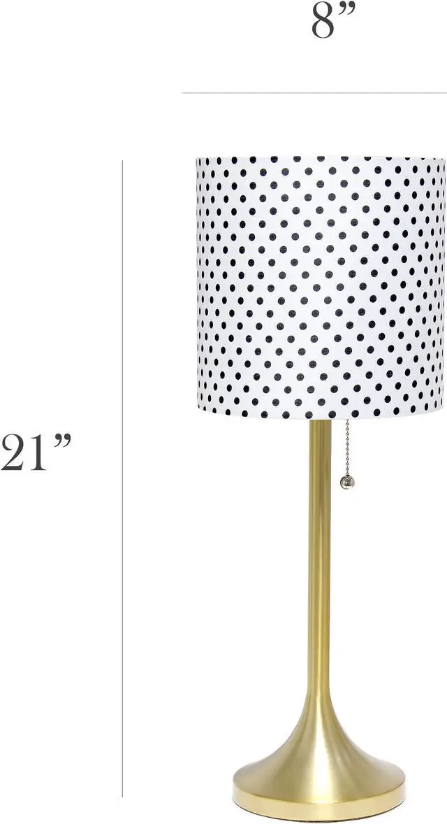 Alt view image 6 of 20 - Simple Designs Gold Tapered Table Lamp with Polka Dot Fabric Drum Shade