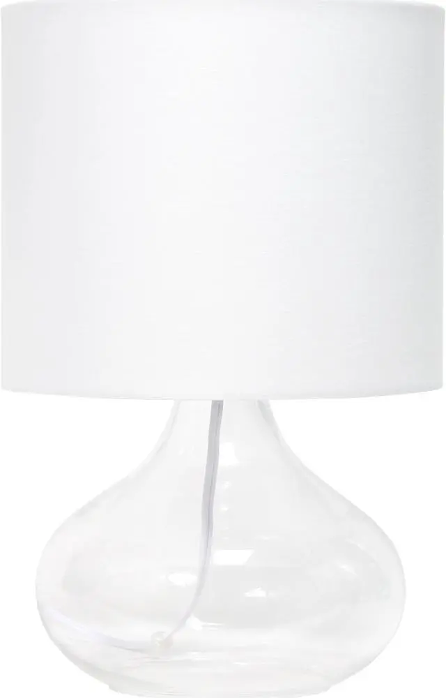 Main image of Simple Designs Glass Raindrop Table Lamp with Fabric Shade, Clear with White Shade