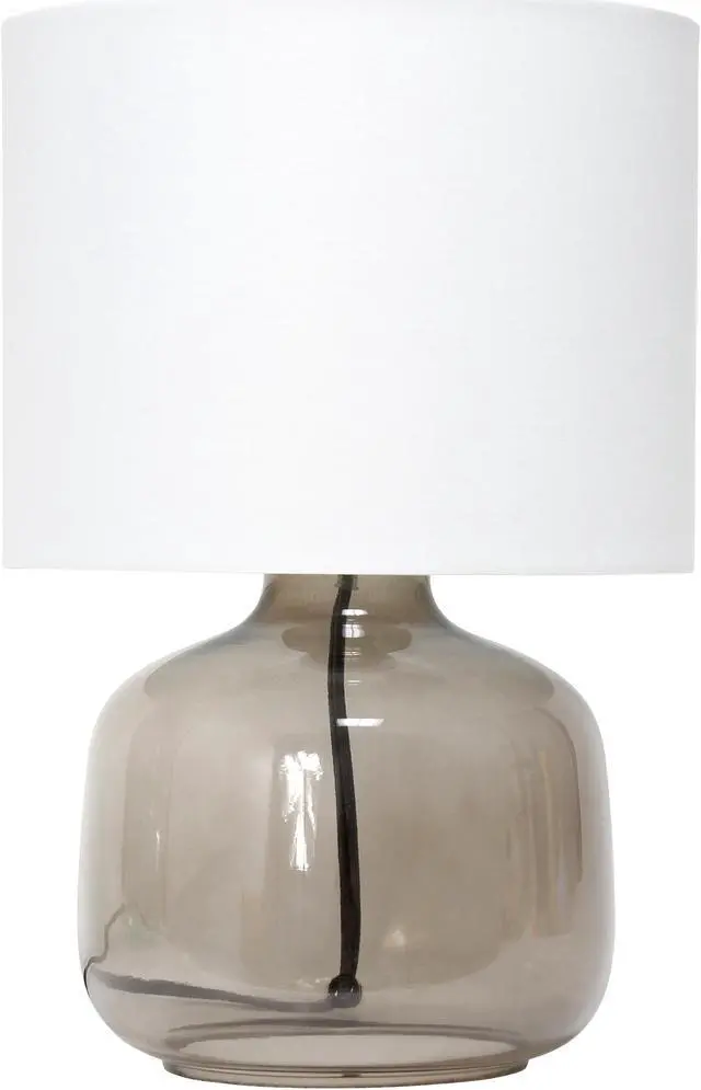 Main image of Simple Designs  Glass Table Lamp with Fabric Shade, Smoke with White Shade