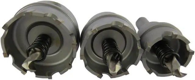 Alt view image 2 of 10 - Drill America DMS04-8206 6 Piece Carbide Tipped Hole Cutter Set, 3/16" Depth of Cut Carbide Tipped, Uncoated (Bright), Coating Right Hand Cut Cutting Angle