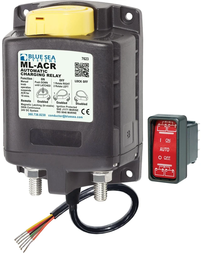 Alt view image 4 of 10 - BLUE SEA 7623 ML SERIES HEAVY DUTY CHARGING RELAY W/ MAN CTL