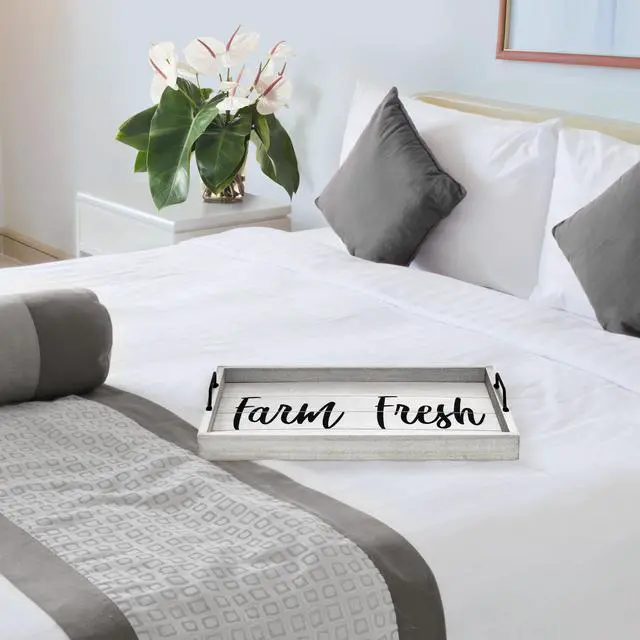 Alt view image 6 of 20 - Elegant Designs Decorative Wood Serving Tray w/ Handles, 15.50" x 12", "Farm Fresh" HG2000-GFF