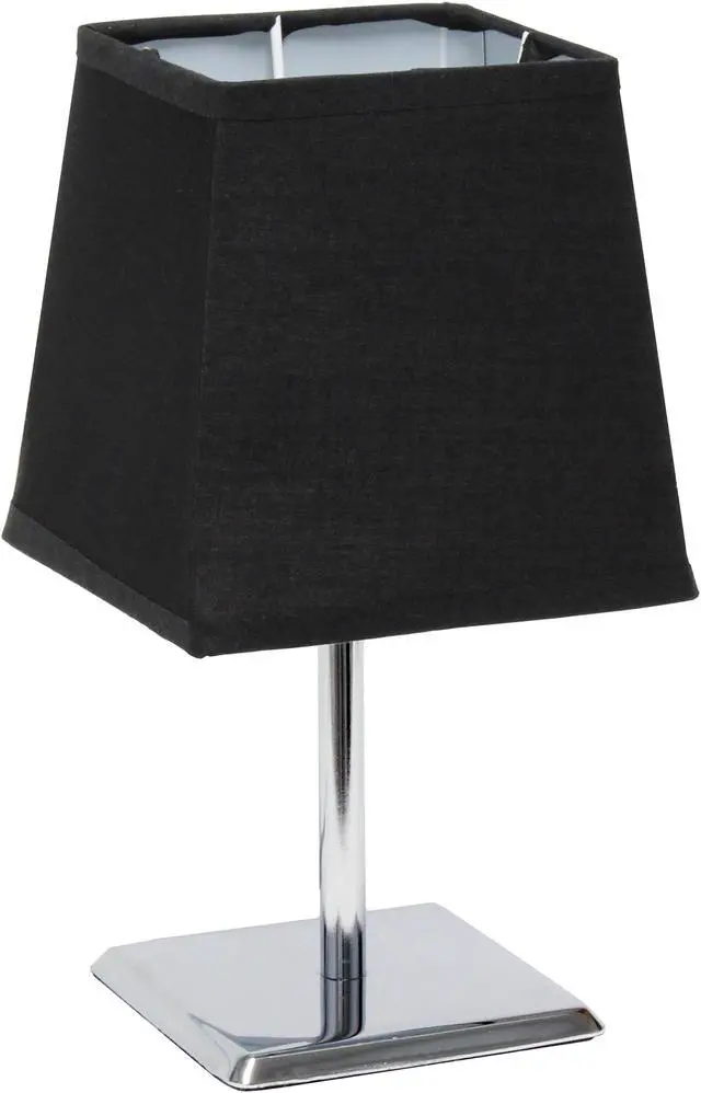 Main image of Simple Designs Mini Chrome Table Lamp with Squared Empire Fabric Shade LT2062-BLK