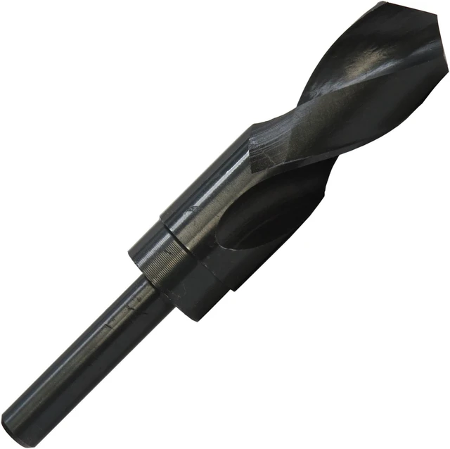 Main image of Drill America DWDRSD Series Qualtech High-Speed Steel Economy Reduced-Shank Drill Bit, Black Oxide Finish, 1/2" Round Shank, Spiral Flute, 118 Degrees Conventional Point, 1-1/2" Size (Pack of 1)