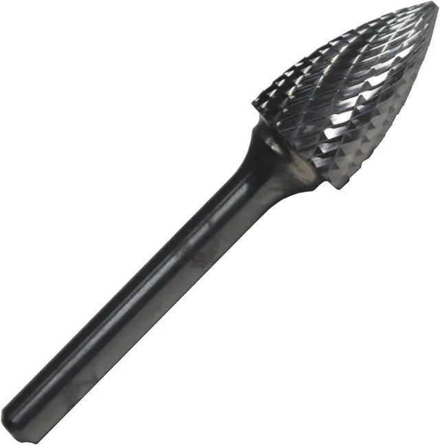 Main image of Drill America DUL Series Solid Carbide Bur, Double Cut, SG5 Tree - Pointed End, 1/4" Shank, 1/2" Head Diameter, 1" Cutting Length, 6" Overall Length (Pack of 1)