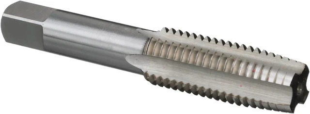 Main image of Drill America DWT54277 Qualtech High-Speed Steel Hand Threading Tap, Uncoated (Bright) Finish, Round with Square End Shank, Taper Chamfer, #8-32 Size
