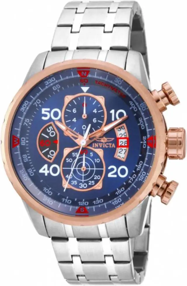 Alt view image 6 of 7 - Men's Aviator Chronograph Silver-Tone Steel Blue Dial