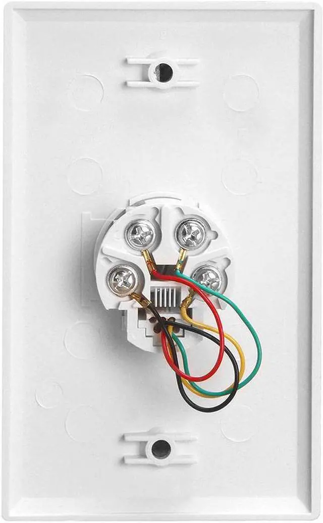 Alt view image 5 of 6 - Cmple - Single RJ11 Connector with 4 Conductors Phone Wall Plate Jack 6P4C Telephone Single Jack Wallplate with Screws
