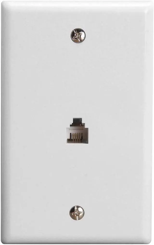 Alt view image 4 of 6 - Cmple - Single RJ11 Connector with 4 Conductors Phone Wall Plate Jack 6P4C Telephone Single Jack Wallplate with Screws