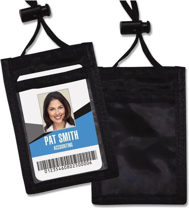 Main image of Advantus ID Badge Holders With Convention Neck Pouch ,LANYARDS,ID NCK VERT12,BK