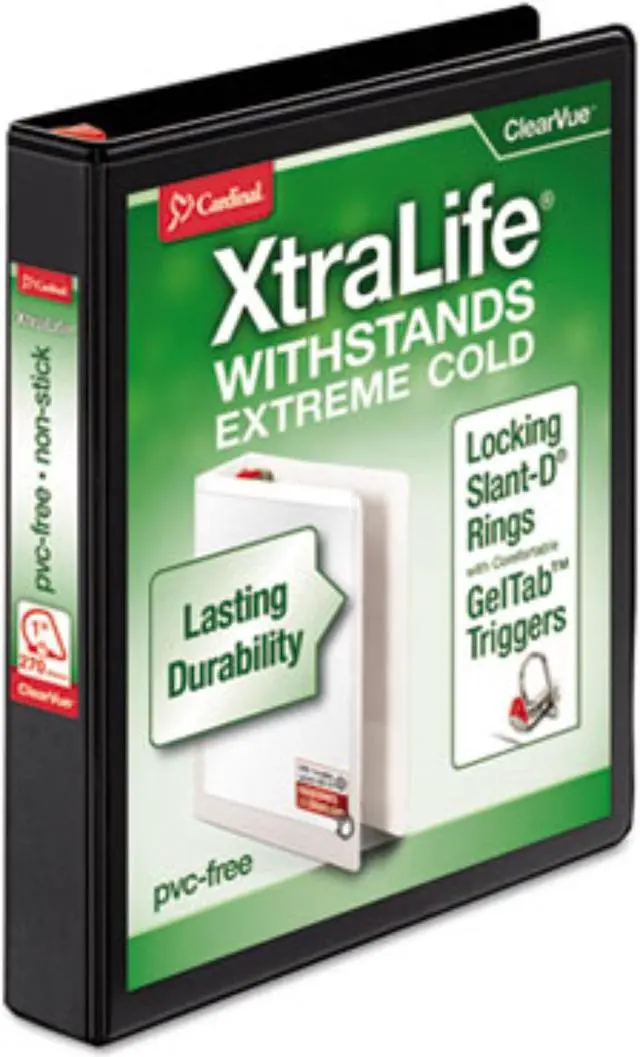 Alt view image 3 of 4 - Cardinal XtraLife ClearVue Non-Stick Locking Slant-D Ring Binder ,BNDR,1",CV, D-RING,BK