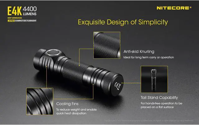 Alt view image 5 of 12 - Nitecore E4K Next Generation 21700 Compact Edc Flashlight