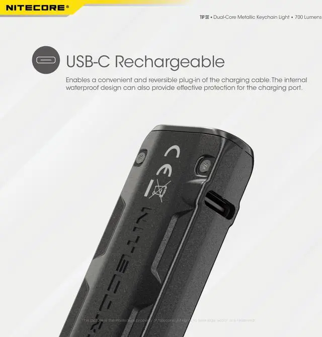 Alt view image 5 of 13 - Nitecore Tip Se 700 Lumen Rechargeable Keychain Edc Flashlight