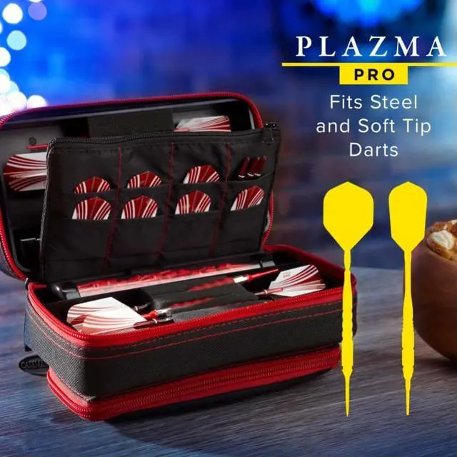 Alt view image 2 of 6 - Casemaster Plazma Pro Dart Case Black with Ruby Zipper and Phone Pocket