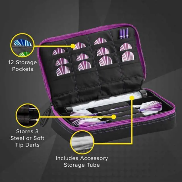 Alt view image 3 of 6 - Casemaster Plazma Dart Case Black with Amethyst Zipper