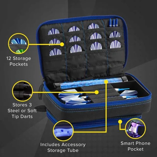 Alt view image 3 of 6 - Casemaster Plazma Plus Dart Case Black with Sapphire Zipper and Phone Pocket