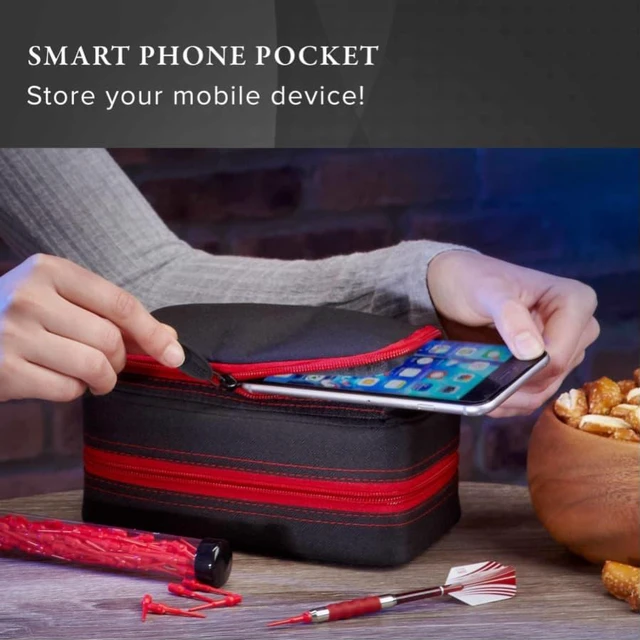 Alt view image 6 of 6 - Casemaster Plazma Pro Dart Case Black with Ruby Zipper and Phone Pocket