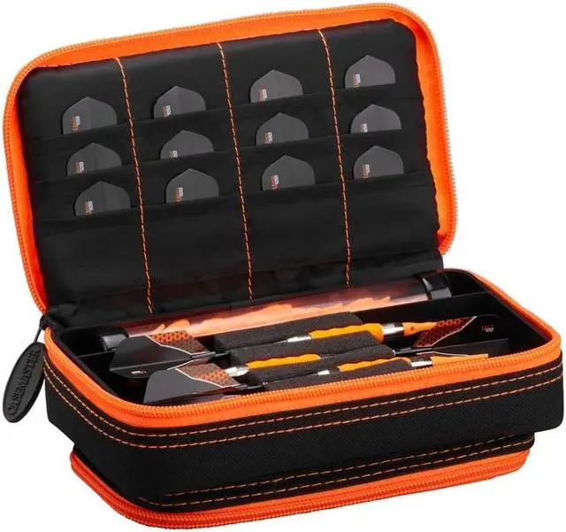 Alt view image 2 of 3 - Casemaster Plazma Plus Black with Orange Trim Dart Case and Phone Pocket