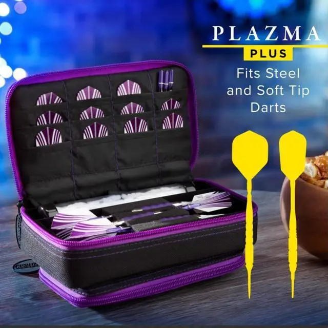 Alt view image 2 of 6 - Casemaster Plazma Plus Dart Case Black with Amethyst Zipper and Phone Pocket