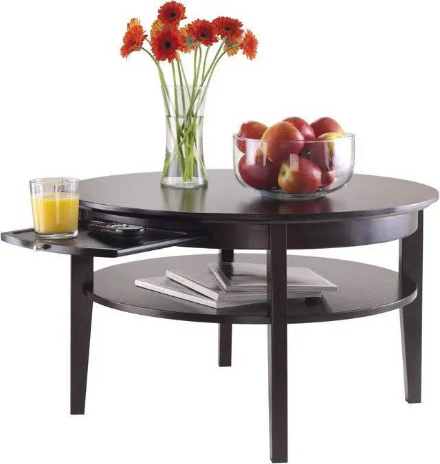 Alt view image 10 of 20 - Winsome Trading 92232 Amelia Round Coffee Table with Pull out Tray - Dark Espresso