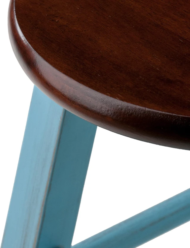 Alt view image 4 of 6 - Ivy Counter Stool, Rustic Light Blue and Walnut