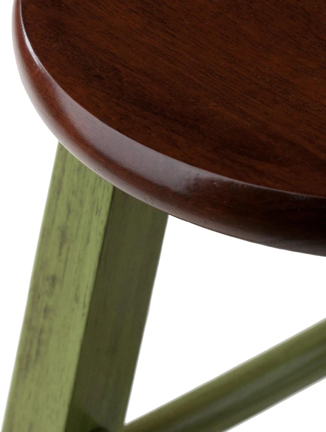 Alt view image 3 of 7 - Ivy 24" Counter Stool Rustic Green w/ Walnut Seat 64224