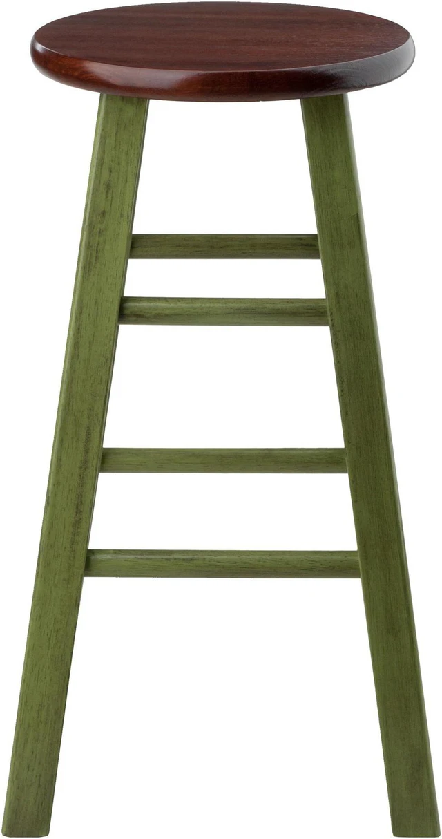 Alt view image 2 of 7 - Ivy 24" Counter Stool Rustic Green w/ Walnut Seat 64224