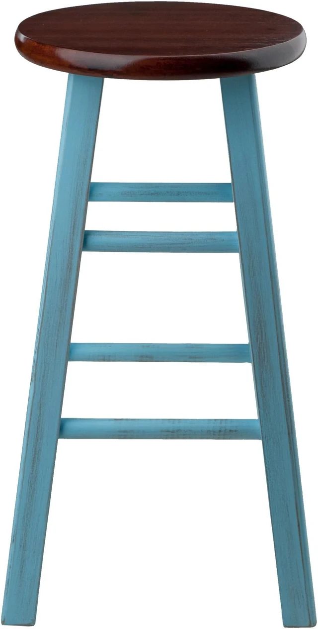 Alt view image 3 of 6 - Ivy Counter Stool, Rustic Light Blue and Walnut