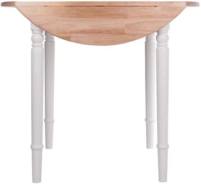 Alt view image 4 of 14 - Sorella Round Drop Leaf Table Natural/White Finish 53036