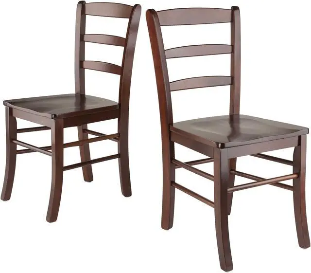 Alt view image 3 of 11 - Set Of 2 Ladder Back Chair, Rta, Anitque Walnut By Winsome Wood