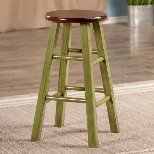 Alt view image 5 of 7 - Ivy 24" Counter Stool Rustic Green w/ Walnut Seat 64224