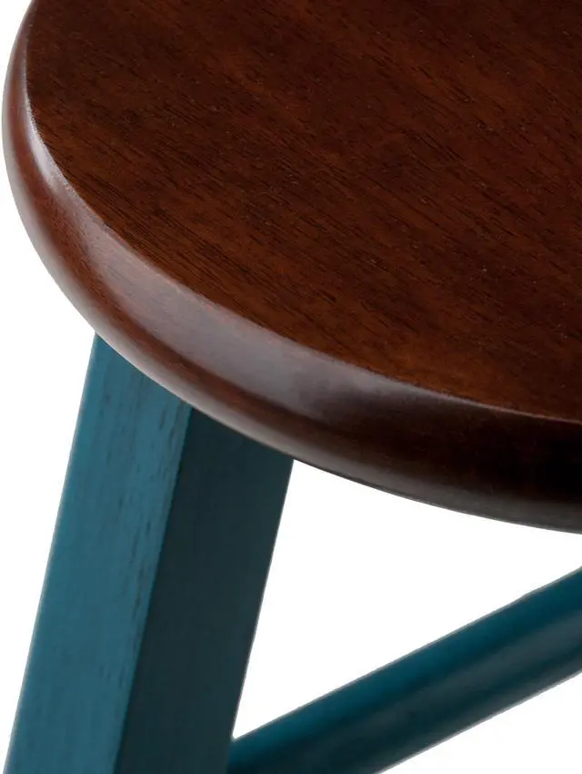 Alt view image 3 of 7 - Ivy 24" Counter Stool Rustic Teal w/ Walnut Seat 62224