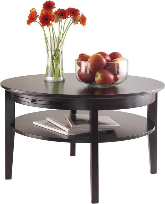 Alt view image 12 of 20 - Winsome Trading 92232 Amelia Round Coffee Table with Pull out Tray - Dark Espresso