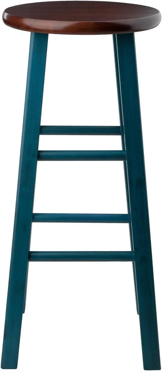 Alt view image 2 of 7 - Ivy 29" Bar Stool Rustic Teal w/ Walnut Seat 62230