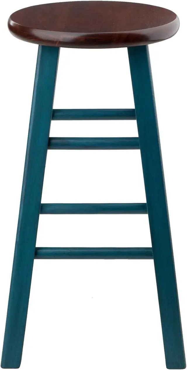Alt view image 2 of 7 - Ivy 24" Counter Stool Rustic Teal w/ Walnut Seat 62224