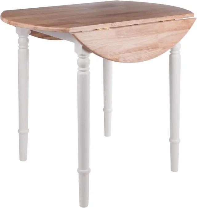Alt view image 3 of 14 - Sorella Round Drop Leaf Table Natural/White Finish 53036