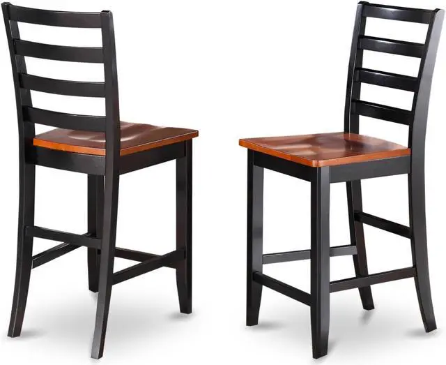 Main image of Set of 2 Chairs FAS-BLK-W Fairwinds Stool Microfiber Upholstered Seat with lader back in Black & Cherry