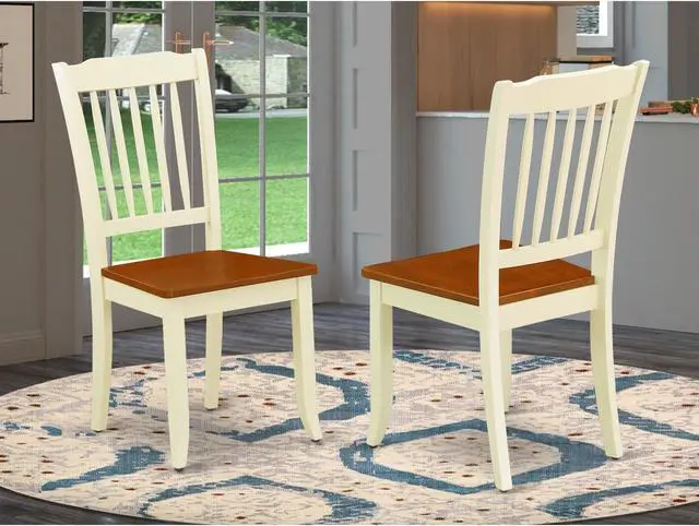 Alt view image 2 of 4 - Set of 2 Chairs DAC-BMK-W Danbury vertical slatted back chairs in buttermilk finish