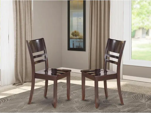 Alt view image 2 of 5 - Set of 2 Chairs LYC-CAP-W Lynfield Dining Chair with Wood Seat in Cappuccino Finish