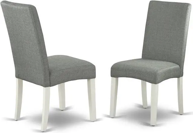 Main image of Set of 2 Chairs DRP2T07 Parson Chair with Linen White Finish Leg and Linen fabric- Gray Color