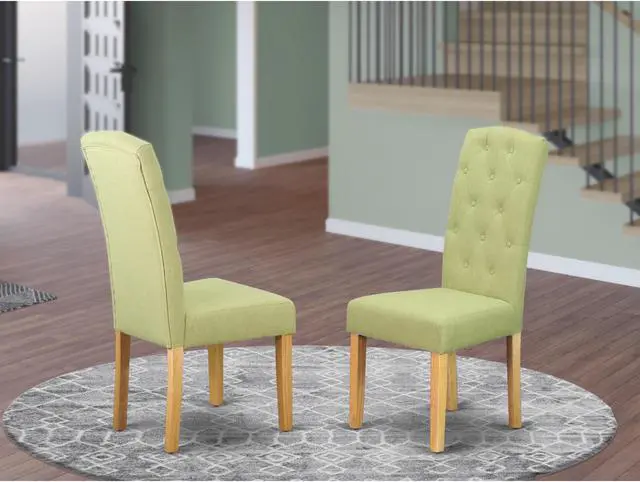 Alt view image 2 of 4 - Set of 2 Chairs CEP4B07 Celina parson Chair with Oak Finish Leg and Linen fabric-Lime Light Color