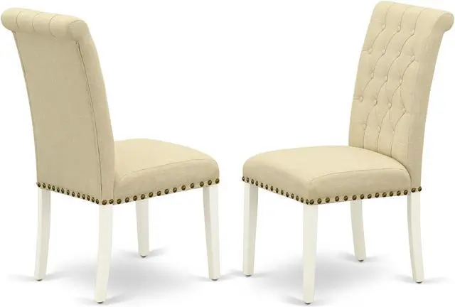 Main image of Set of 2 Chairs BRP2T02 Bremond Parson Chair With Linen White Leg And Linen Fabric Light Beige