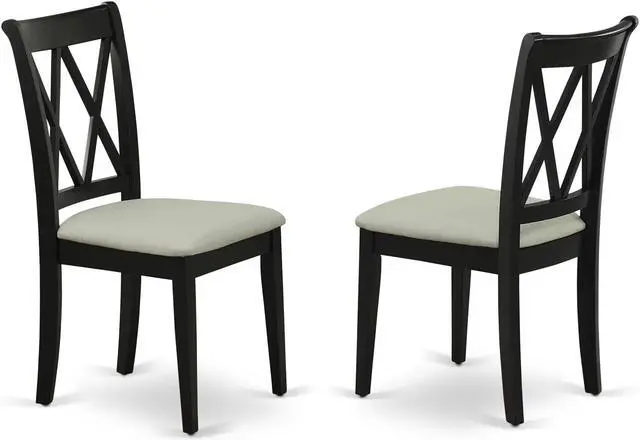 Main image of Set of 2 Chairs CLC-BLK-C Clarksville Double X-back chairs with Linen Fabric Upholstered Seat in Black finish