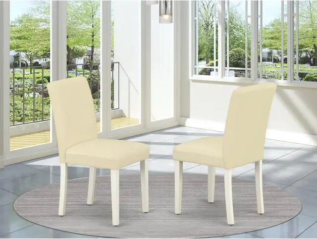 Alt view image 2 of 4 - Set of 2 Chairs ABP2T64 Abbott Parson Chair With Linen White Leg And Pu Leather Color White