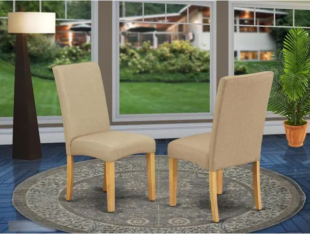 Alt view image 2 of 4 - Set of 2 Chairs DRP4T16 Parson Chair with Oak Finish Leg and Linen fabric- Dark Khaki Color